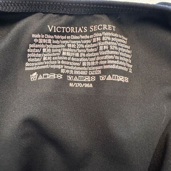 Victoria's Secret Negril Plunge Halter Open Back One Piece Swimsuit Black Medium - Picture 5 of 5